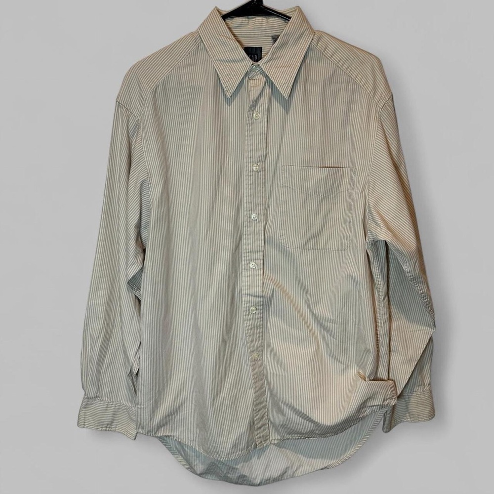GAP Beige Striped Casual Button Down Shirt Medium